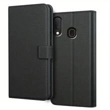 Black PU Leather Wallet Flip Cover Case With Stand And Card Slots For Samsung Galaxy A20e - Black - View 1