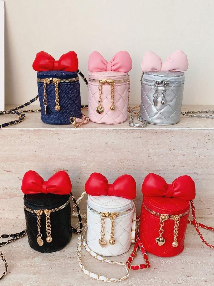 1个儿童/青少年迷你单肩包，PU材质，时尚口红图案，拉链封口，适合所有季节 - 彩色 - 查看 1