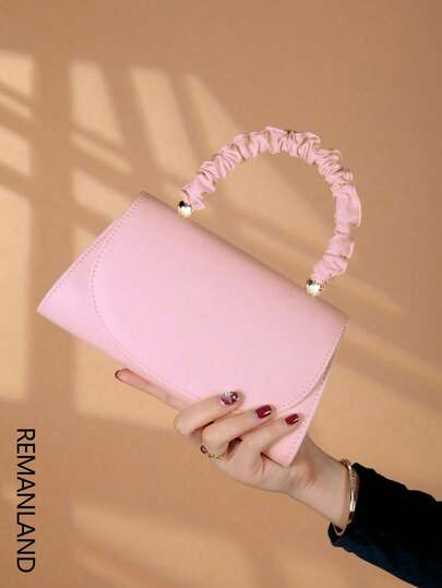 REMANLAND 1 chiếc túi xách/ví cầm tay thời trang thanh lịch bằng da PU màu trơn, khóa nam châm, phù hợp cho nữ sử dụng hàng ngày.