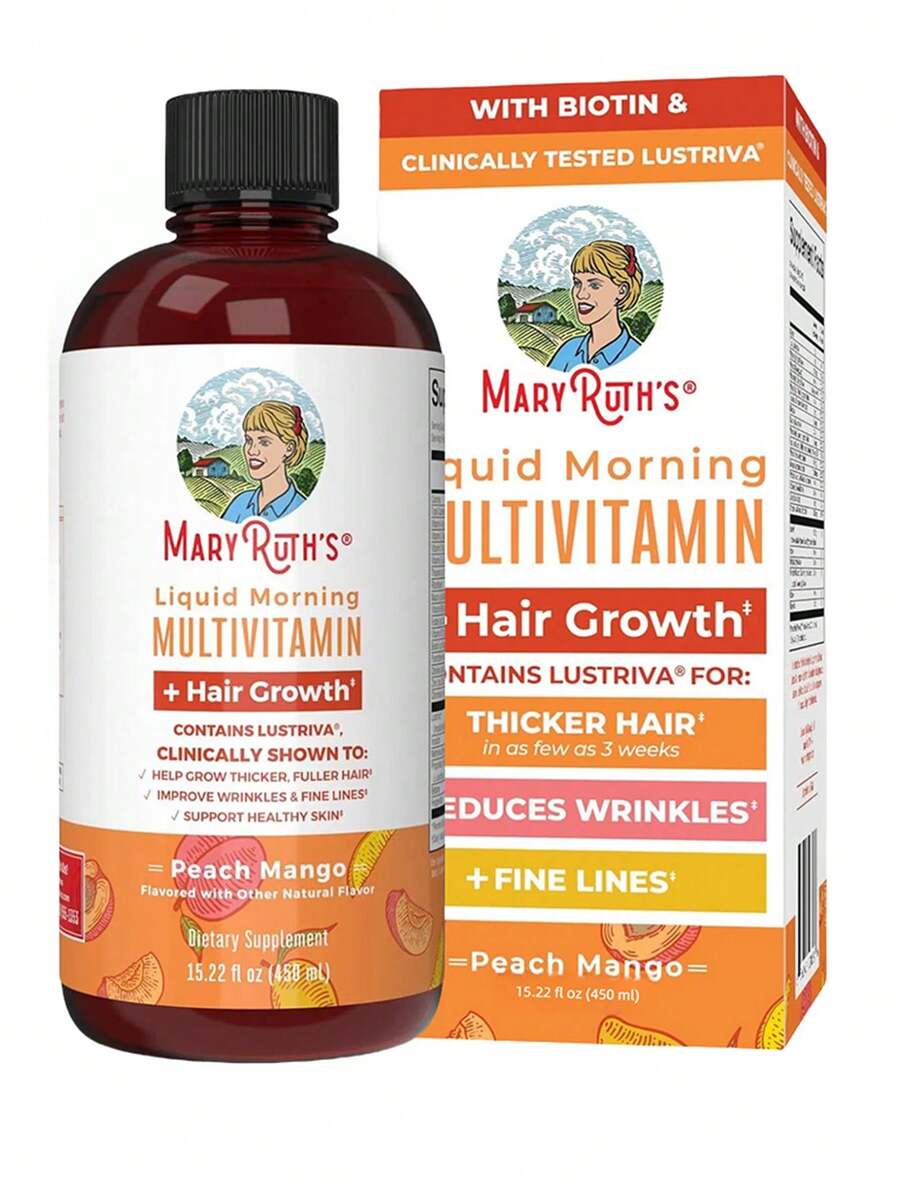 Liquid Multivitamin For Women With  – Hair Growth, Skin, And Energy Support – Biotin 10,000mcg, B-Complex, Vitamin D & C – Peach Mango Flavor – 30 Fl Oz - 1瓶 - 查看 1