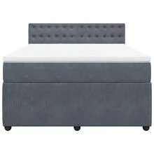 vidaXL Boxspringbett Mit Matratze Dunkelgrau 140x200 Cm Samt - Gris - Voir 4