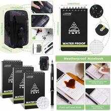 MOWEE Waterproof Notebook set of 5 3 x 5 Stone Paper Pocket Notepads Portable All Weather Notebooks for Indoor and Field Police Notepad w/3pcs Small Spiral Note book Pen and Storage Bag 5pcs Black - como en la imagen - Ver 1