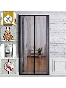 1pc Upgraded Magnetic Self-Sealing Screen Door, Heavy Duty Magnetic Closure To Prevent Insects, Retractable Mesh Sliding Screen Door - Multicolor - View 1