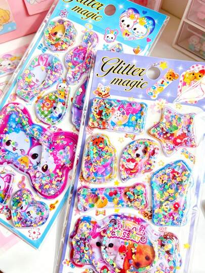Premium 3D Quicksand Stickers For DIY Projects – Interactive Glitter-Filled Animal & Shape Stickers For Scrapbooking, Card Making, And Personalized Gifts