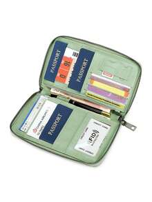 CHARM INFINITE New RFID Anti-Magnetic Zipper Wallet Passport Holder Document Bag Ticket Organizer Multi-Function Passport Holder Large Capacity Wallet Fashion Travel Bag Airplane Travel Bag Essential For Overseas Travel Fitness Camping Vacation Essential Vacation Accessories Travel Accessories Cruise Passport Cover Passport Holder - Green - View 8