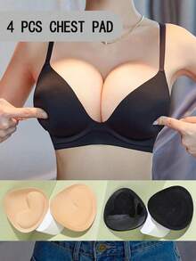 4 PCS Reusable Adhesive Push-Up Bra Inserts, Invisible Lift Breast Pads, Self-Adhesive Bra Liners For Swimwear, Bikini, Backless Dresses - Multicolor - View 1