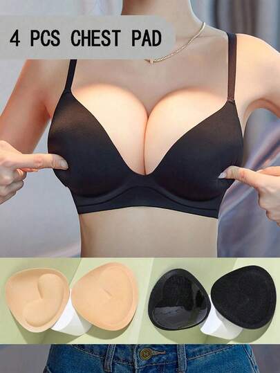 4 PCS Reusable Adhesive Push-Up Bra Inserts, Invisible Lift Breast Pads, Self-Adhesive Bra Liners For Swimwear, Bikini, Backless Dresses