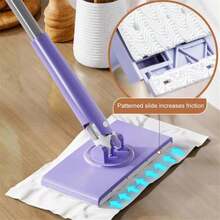 1pcs Mini Mop, 360° Swivel Head Lazy Mop For Floors & Walls, Hands-Free Cloth Change, Adjustable Handle For Wet/Dry Multi-Surface Cleaning (Purple) - A - View 3