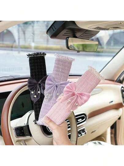 Bộ 2/1 chiếc bọc bảo vệ vai dây an toàn ô tô hình nơ, bọc bảo vệ dây an toàn ô tô nhỏ có mùi thơm, bọc trang trí, bọc chống kẹp và mài mòn dây an toàn ô tô.