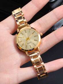 2pcs/Set Roman Numeral Steel Watch Band + Bracelet Set - Mother's Day Gift For Mom - Multicolor - View 8