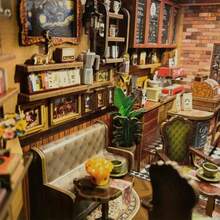 Corner Coffee Shop, Book Nook Kit - DIY Miniature House Coffee Shop Kit For Adults, Booknook Tiny House Bookshelf Decor 3D Wooden Puzzle, Gifts For Family, Friends - 1PC - 查看 5