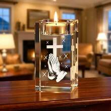 3D geschnitzter Kreuz- und Bibel-Kristall-Kerzenthalter, christliche religiöse Gebetsdekoration, ideales Geschenk zu Ostern, Muttertag, Taufe und Erstkommunion, religiöse Memorabilien und Heimdekoration für Kirche, Gebetsraum, Wohnzimmer, Schlafzimmer - A - Übersicht 20