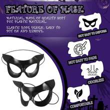 Bộ trang phục mèo 3 món: Mặt nạ + Băng đô + Vòng cổ, thích hợp cho nữ hóa trang, cosplay Halloween, nhập vai. - Nhiều màu - Xem 6