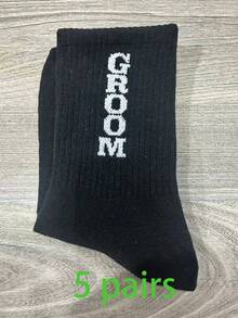 1/3 Pairs Black Groomsmen Socks, New Groom Wedding Socks, Long Dress Socks, Breathable & Comfortable, Suitable For Spring, Summer, Autumn & Winter, Wedding Gift For Fiancé/Husband, Bachelor Party Favor, Wedding Day Gift For Groom - Multicolor - View 21