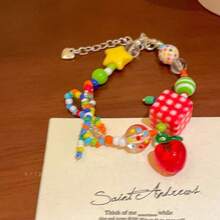 Apple Paradise Brightening High-Value Fresh Colorful Beaded Bracelet Summer Candy Color Dopamine Accessories For Women - 兩裝 - 查看 6