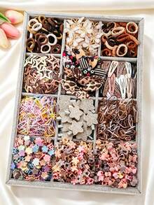 Bộ 870 kẹp tóc nơ và sao màu be cho bé gái, dây buộc tóc co giãn cao, kiểu dáng tối giản dễ thương, thích hợp sử dụng hàng ngày và làm quà tặng dự tiệc. - Nhiều màu - Xem 6