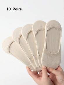 5/10 Pairs Women's Apricot All-Match Summer Socks, Non-Slip, Breathable, Suitable For Shoes And Commuting - Apricot - View 10