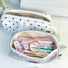 MIFFY 1个可爱米菲兔铅笔袋拉链笔袋波点文具包，适合学校、办公室和旅行使用 - 彩色 - 查看 2
