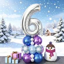 32-Inch Silver Number Balloon, Icy Colored Faux Pearl Balloons, Snowflake Shaped Decorative Balloons - Winter Snowflake Themed Birthday Balloon Set, Suitable For Surprise Birthday Gift For Son/Daughter, Princess-Style Frozen Party Decor, Children's Winter Wonderland Celebration, Birthday Photo Backdrop, Easily Creates A , Dreamy And Snowy Fairy Tale Party Atmosphere - View 16
