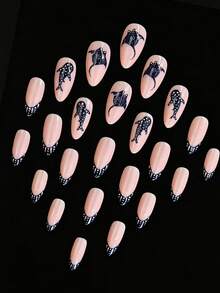 Bộ 24 móng tay giả in hình nàng tiên cá, hình dáng hạnh nhân cỡ trung bình, kiểu Pháp màu nude, viền móng màu xanh hải quân mùa hè với họa tiết nàng tiên cá/cá đuối tinh tế, thích hợp cho kỳ nghỉ biển, đi làm hàng ngày, hẹn hò, dự tiệc. Cũng là món quà ý nghĩa dành cho bạn bè yêu thích đại dương, sinh vật biển và kiểu làm móng độc đáo. - Màu xanh hải quân - Xem 4