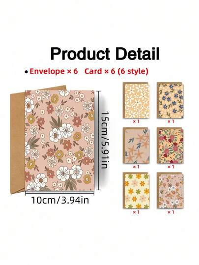 12pcs Vintage Floral Blank Greeting Cards With Envelopes, Suitable For Various Occasions Such As Friends, Family, Thank You, Birthday, Condolences, Invitations, Business Cards, Etc.