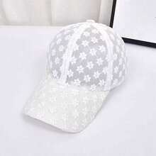 1 chiếc mũ lưỡi trai ren thoáng khí thời trang - trắng - Xem 5