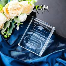 Acrylic Inspirational Graduation Gift, Rectangular Acrylic Decor, Middle/High School Graduation Gift For Him/Her, Son/Daughter Commemorative Gift, Creative Decoration, Suitable For Boys/Girls Office Desk Accessories Desk Accessories Office Supplies Office Accessories - Transparent - View 4