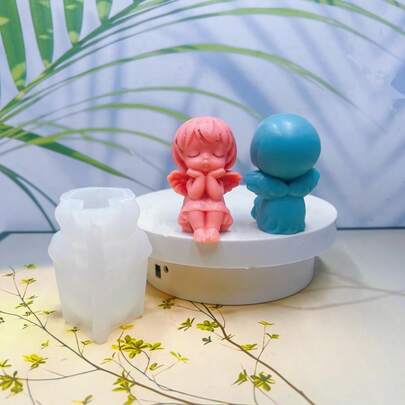 1pc New Angel Girl Shaped Candle Silicone Mold, DIY Handmade Fragrance Candle, Holiday Tabletop Decor Home Accessory Silicone Mold