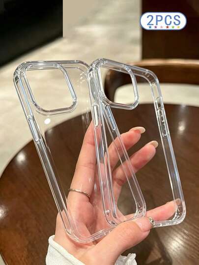 Bộ 2 ốp lưng điện thoại trong suốt, nhiều màu sắc, dày dặn, chống sốc, mềm mại cho iPhone 17, 17 Pro, 17 Pro Max, 16/16 Pro Max, 15/15 Pro Max, XR, 7/8, 13, 14, 11, 12 Pro, 12 Pro Max, 14 Pro