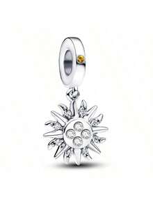 1件装 女孩爱心、雪花、树叶、太阳、蝴蝶、路牌、十字架吊坠珠子，适合女性DIY手链和项链，精美珠宝制作礼物，节日系列情人节礼物 - 銀色 - 查看 17