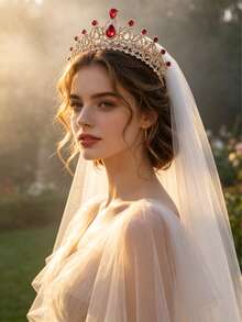 1件优雅女士银色水晶皇冠发箍，公主风皇冠带梳子，适合新娘、婚礼、舞会、生日派对、夏季、海滩等场合。 - 彩色 - 查看 2