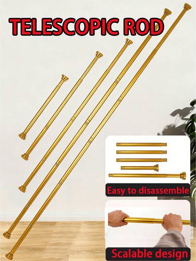 1pc Rod Teleskopik Keluli Tahan Karat Super Panjang, Rod Ketegangan, Rod Spring, Rod Sokongan, Sesuai Untuk Langsir Pancuran Bilik Mandi, Langsir Tingkap, Partition RV, Hiasan Ruang Tamu, Langsir Bilik Tidur, Langsir Dapur, Sokongan Luar, Rod Gantung Almari Pakaian. Bahan Keluli Tahan Karat, Tiada Penggerudian Diperlukan, Digunakan Untuk Langsir, Almari, Kenderaan, Almari Pakaian dll. Rak Pengeringan Pelbagai Saiz yang Boleh Digabungkan Secara Bebas, Rod Langsir Balkoni, Rod Langsir Bilik Tidur, Rak Tuala Boleh Dipanjangkan Bilik Mandi.