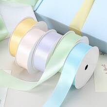 5 Rolls Colorful High Density Polyester Satin Ribbon, Soft Texture, Suitable For Flower Gift Wrapping, Fruit & Blue Decor Bows, Cake Baking Packaging Tapes, Handmade Sewing Craft DIY Bow Ribbons - Style 1 - View 10