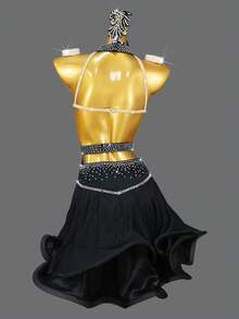 ABC Dancing (Excluding Accessories) Dance Costume For Girls Fringed Skirt Elegant Party Dress Womens Latin Dress Stage Ballroom Sexy Clothing - 黑色 - 查看 4