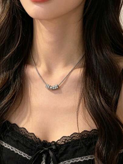 Dây chuyền thép titan không phai màu, trang sức đeo quanh xương đòn dành cho nữ, dây chuyền đa năng đeo hàng ngày.