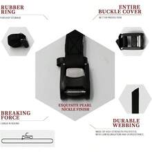 Lekarf Cam Tie Down Straps, Black Lasing Belt, 2PC Pack 1x 8', With 1100LBS Breaking Force Soft Cover Securing Surfboard, Snowboard, Motorcycle, Kayak, Canoe, Boat, Bag - Default - View 4