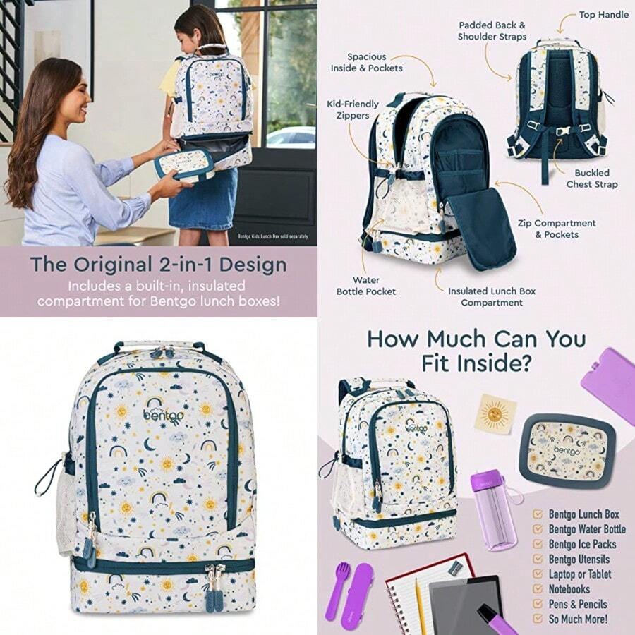 Prints - Mochila 2 en 1 y lonchera térmica - Cielos amigables - Ver 1