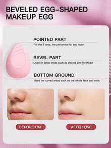 Baby Pink Water-Drop Shaped Beveled Makeup Puff With Pointed Part, Bevel Part And Bottom Ground - Baby Pink - View 3