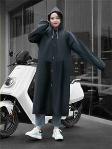 1Pc Fashionable Portable All-In-One Hooded Raincoat, Unisex Windproof Waterproof Quick-Drying Breathable, Elastic Cuff With Button Design, Suitable For Outdoor Cycling, Hiking, Campus, Outdoor Essential - Multicolor - View 14