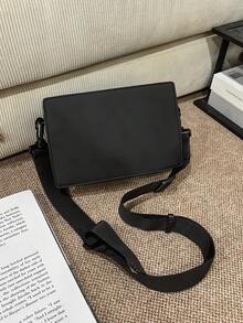 1pc Men's Shoulder Bag, Compact Japanese Style Crossbody Bag, Square Small Messenger Bag - Black - View 7