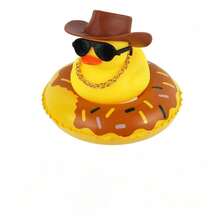 Vịt cao su kêu chíp chíp dùng để trang trí bảng điều khiển ô tô, vịt cao su màu vàng có phao bơi, mũ, khăn quàng cổ và kính. - Con vịt phao bơi - Xem 15