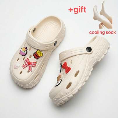 Comfortable Breathable Indoor/Outdoor Slip-On Shoes, Soft Sole Non-Slip Perforated Sandals For Daily Wear
