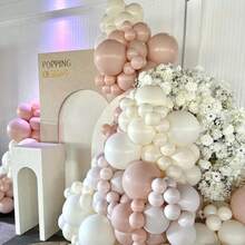 10-Inch 33pcs Pink & White Balloons, Light Pink, Cream, Transparent Latex Balloons, Suitable For Girl's Birthday Party, Bachelorette Party, Bridal Shower, Baby Shower, Etc. - Set - View 4
