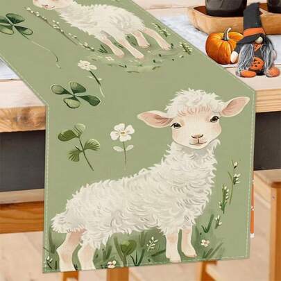 1 chiếc khăn trải bàn họa tiết hoa hình cừu và cỏ ba lá cho lễ Eid Al-Adha, làm từ 100% polyester, có nhiều kích cỡ, có thể giặt máy, chịu nhiệt, chống bám bẩn, dễ lau chùi. Thích hợp để trang trí bàn ăn, trang trí tiệc lễ hội, làm quà tặng, đồ dùng gia đình và trang trí trong nhà trong dịp lễ Eid Al-Adha.
