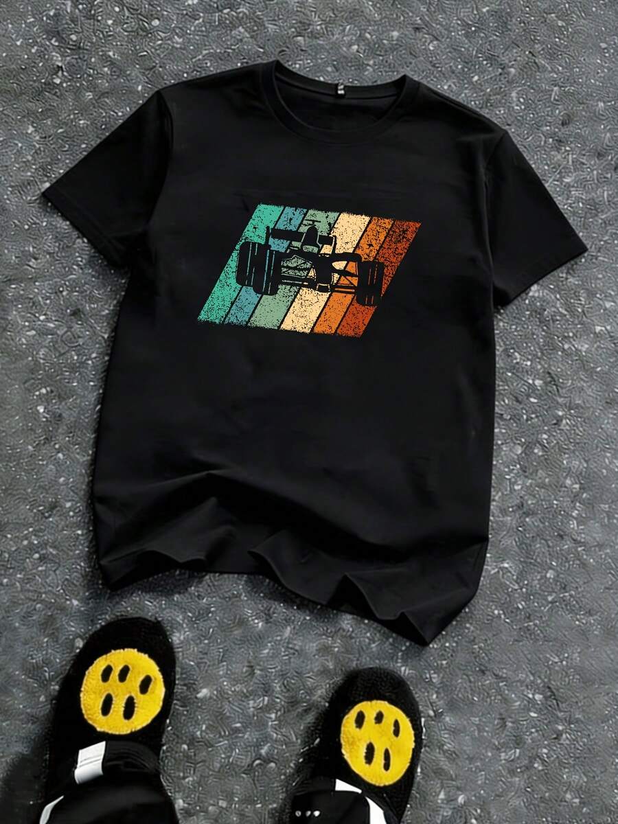 70s Retro Formula Racing Car Shirt - Vintage Racing Car With 70s Motif, Crew Neck Casual Shirt, Machine Washable, Gift For Motorsport Fans