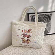 1pc Cute Cartoon Puppy Pattern Cosmetic Bag, Travel Makeup Organizer Pouch, Skincare & Makeup Storage Bag, Portable Toiletry Bag, Suitable For Vacation, Party, Daily Use, Fun & Fashionable Design, Applicable For Holiday, Beach, Bathroom, Bedroom Storage, Large Capacity - Blue and White - View 13