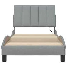 vidaXL Bettgestell ohne Matratze "Hanko" Hellgrau 90x190 cm Stoff - Gris - Voir 6