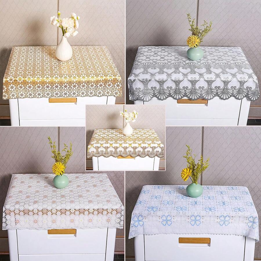 Toalha de mesa retangular em tecido não tecido, estilo europeu, ideal para mesas de centro, mesas de cabeceira, sapateiras e consoles. - Multicolorido - Ver 1