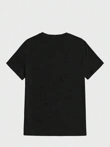 Bottle Cap Artwork Portrait Loose-Fit Graphic Tee, Oversized Casual Pure Cotton, Summer Top For Women - 黑色 - 查看 2