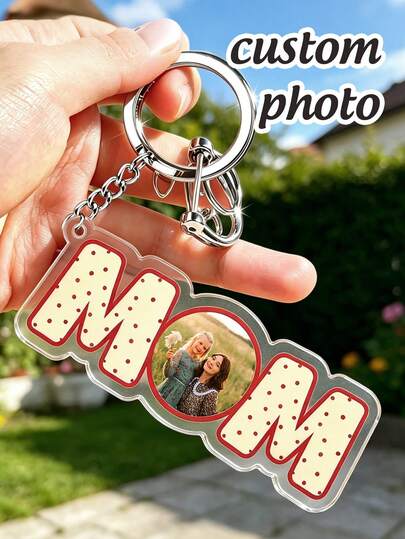 1pc Customized Photo Acrylic Keychain, Personalized Photo Keyring, Pet/Family Photo Keychain, Bag & Car Mirror Hanging Decor, Cute Colorful Fashion Accessory, Ideal Personalized Gift For Birthday, Christmas, Valentine's Day, Graduation, Mother's Day, Father's Day, Anniversary, Back To School, Holidays